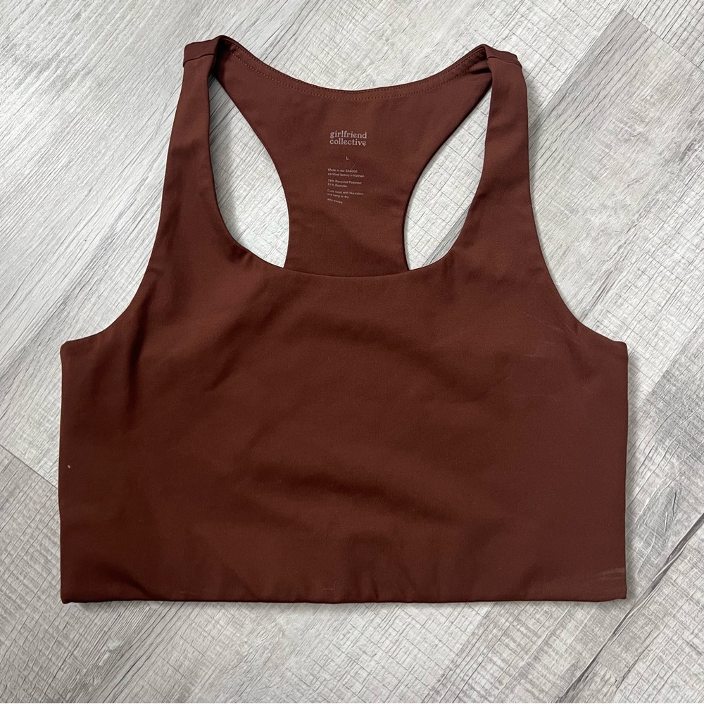 GIRLFRIEND COLLECTIVE Palona Bra Earth Brown Large - Picture 6 of 10